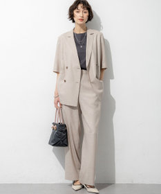 23区 【先行予約】リネンライクグロッシー ハーフスリーブ ダブル ジャケット