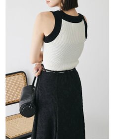 Green Parks デザインヘム配色ニットタンクトップ