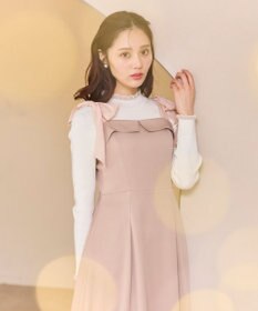 Feroux シアーフリル・ハイネックリブプルオーバー