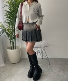 WEGO ヴィンテージウォッシュプリーツスカパン