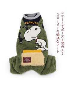 PET PARADISE 犬 服 秋冬 スヌーピー ボア パンツ つなぎ 【小型犬】 アップリケ カーキ