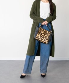 INTER-CHAUSSURES 【ANDREA CARDONE】レザーハンドルレオパード柄ハンドバッグ