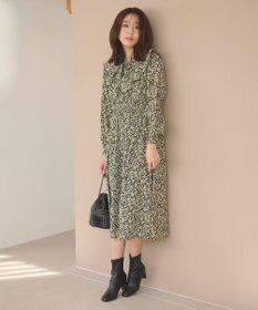 Feroux 【洗える】フラワープリントラッフル ワンピース