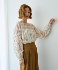 YECCA VECCA シアードットジャガードブラウス