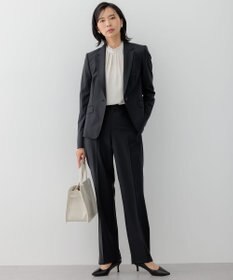 23区 S 【吸水速乾/UVケア/防シワ性】バックサテンアムンゼン スタンドフリル ブラウス