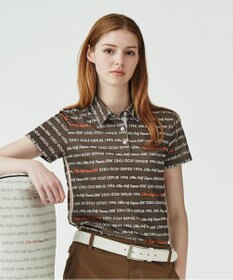 23区GOLF 【WOMEN】【吸水速乾/UVケア】ロゴパターンプリント 総柄半そで ポロシャツ