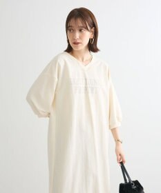 Green Parks ７分袖裏毛ドッキングロゴワンピース