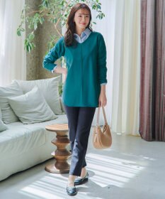 Tiaclasse L 【日本製】メランジプリント裏起毛スリムパンツ