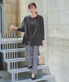 Tiaclasse L 【日本製】メランジプリント裏起毛スリムパンツ