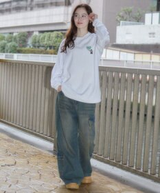 WEGO 【ユニセックス着用ITEM/MLサイズ展開】別注BENDAVISハートワンポイント刺繍T（LS）