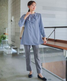 Tiaclasse L 【日本製】メランジプリント裏起毛スリムパンツ