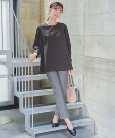 Tiaclasse L 【日本製】メランジプリント裏起毛スリムパンツ