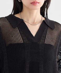 earth music&ecology レーシースキッパーポロニットプルオーバー