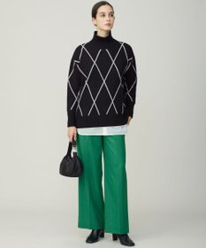 ICB L 【先行予約・洗える】ソフトカシミヤミックス ダイヤ柄ハイネックニット