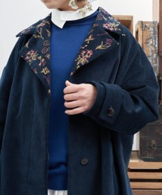 muuc 〈遠州織物の工場で織られた上質なコットンコーデュロイ生地〉花刺繍コート（セットアップ可能）