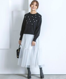 組曲 【WEB限定】モヘヤブレンド ビジューライク刺繍ニット