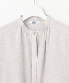 J.PRESS LADIES 【洗える・接触冷感・吸水速乾】麻SOLID バンドカラー シャツ ブラウス