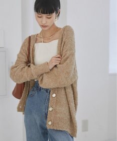 WEGO 【ANGIE VINTAGE】リボンヤーンVネックニットカーディガン