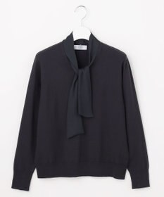 J.PRESS LADIES 【シーンレスに活躍】RAYON STRETCH ボウタイデザイン ニット