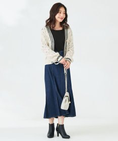 ANY SIS 【洗える】透かし編みニット カーディガン