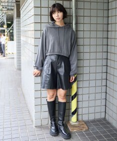 WEGO ピグメントショートグラフィックプルパーカー