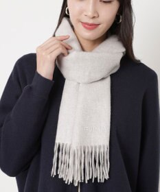 MOONBAT FURLA(フルラ）カシミヤ100％ 無地 マフラー ロゴ刺繍 手洗いOK