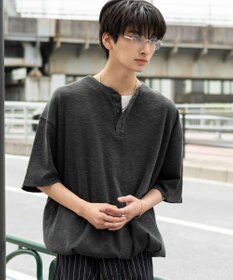 WEGO 【ユニセックス着用ITEM/MLサイズ展開】スラブヘンリーネックT（SS）
