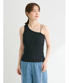 Green Parks カップ付きアシンメトリーラメタンクトップ