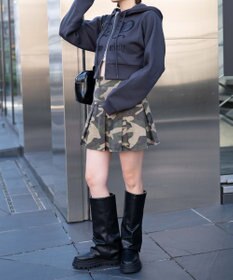 WEGO グラフィック裏起毛ショートZIPパーカー