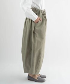 muuc 〈綿100%〉〈涼しいワッシャー生地〉〈裾タック入り〉〈ワイドシルエット〉サーカスパンツ