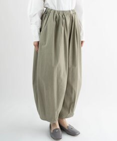 muuc 〈綿100%〉〈涼しいワッシャー生地〉〈裾タック入り〉〈ワイドシルエット〉サーカスパンツ