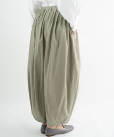 muuc 〈綿100%〉〈涼しいワッシャー生地〉〈裾タック入り〉〈ワイドシルエット〉サーカスパンツ