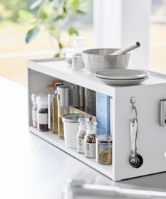 tower 前が開くキッチンカウンター上収納ラック タワー D24 ホワイト