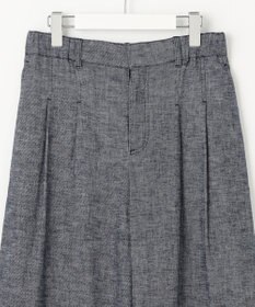 自由区 【洗える】コットンリネンシャンブレーワイドストレート パンツ