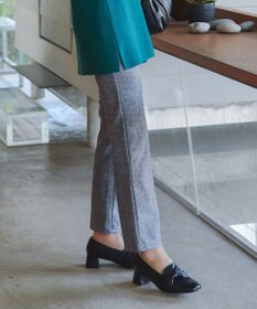 Tiaclasse L 【日本製】メランジプリント裏起毛スリムパンツ