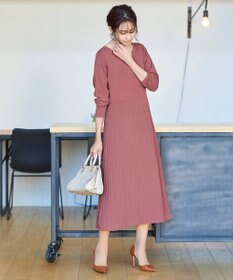 Tiaclasse L 【洗える】1枚で着映えするプリーツニットワンピース