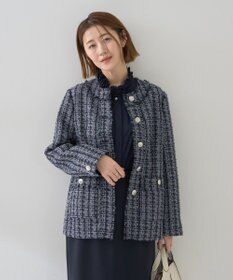 YECCA VECCA ノーカラーツイードジャケット
