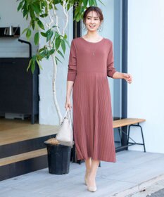 Tiaclasse L 【洗える】1枚で着映えするプリーツニットワンピース