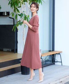 Tiaclasse L 【洗える】1枚で着映えするプリーツニットワンピース