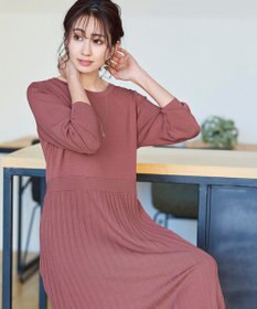 Tiaclasse L 【洗える】1枚で着映えするプリーツニットワンピース