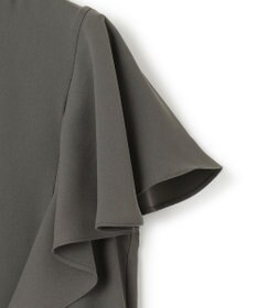 ICB 【接触冷感・UVケア・防シワ・洗える】エステルダブルクロス ラッフルスリーブワンピース