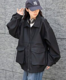 WEGO 【25年秋冬新作/ユニセックス着用ITEM/SMLサイズ展開】PUダブルZIPフライトブルゾン