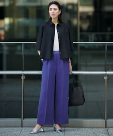 ICB 【CLASSY.掲載・WEB限定カラーあり】FluidBackSatin ワイドパンツ