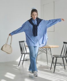 WEGO 着丈が選べる オーバーサイズ バンドカラー シャツ / ストライプ / 無地