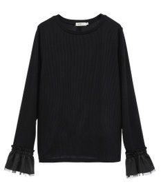 earth music&ecology フリルスリーブリブプルオーバー