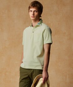 JOSEPH ABBOUD ギフトに！【老舗アロハブランドとコラボレーション】カハラ アロハ ダディ ポロシャツ ライトグリーン×ライム襟
