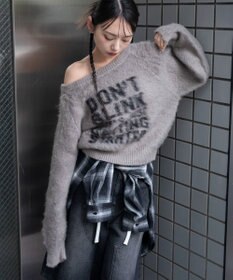 WEGO シャギー2WAYグラフィックワンショルニット