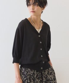 AMERICAN HOLIC 5分袖シアーVネックニットカーディガン