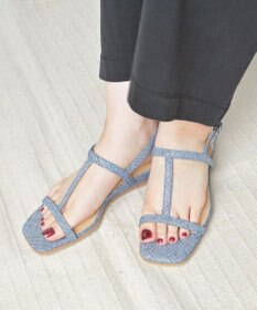 Pointer 日本製 本革ゴム仕様ストラップスクエアトゥサンダル