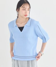 earth music&ecology 【予約】ラインカラーポロニット